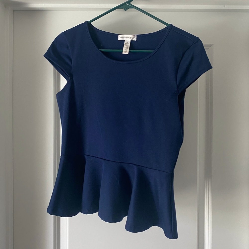 Navy Blue Peplum Blouse